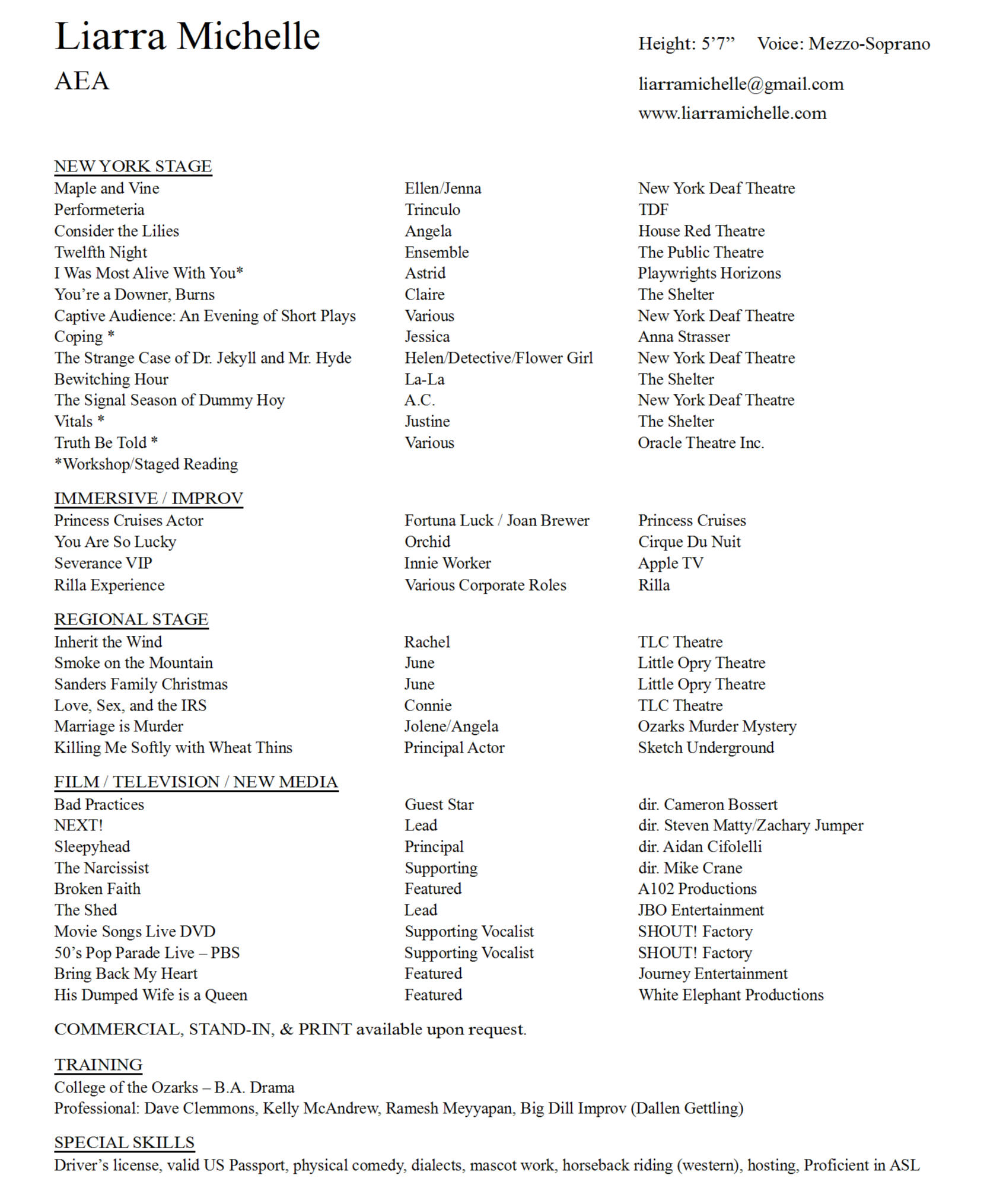 Liarra Michelle's Resume